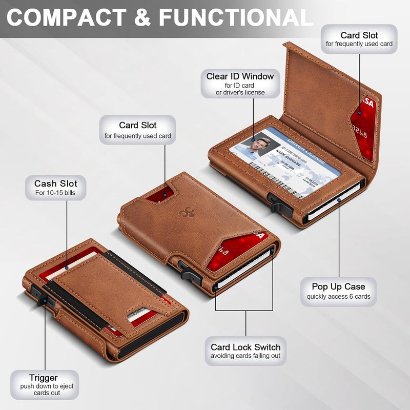 SEMORID Wallet for Men Wallet with Slim Pop Up Card Holder 9-13 Cards, Bifold Minimalist Smart Wallet RFID Blocking Credit Card Holder with ID Window & Stretchable Cash Slot Compact Metal Aluminum Card Case - Image 5